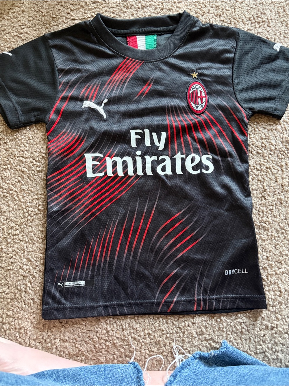 B54 Puma Black & Red AC Milan Youth Soccer Jersey